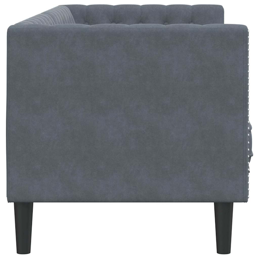 Chesterfield Sofa Other Dark grey 194 x 74.5 x 70.5 cm Velvet